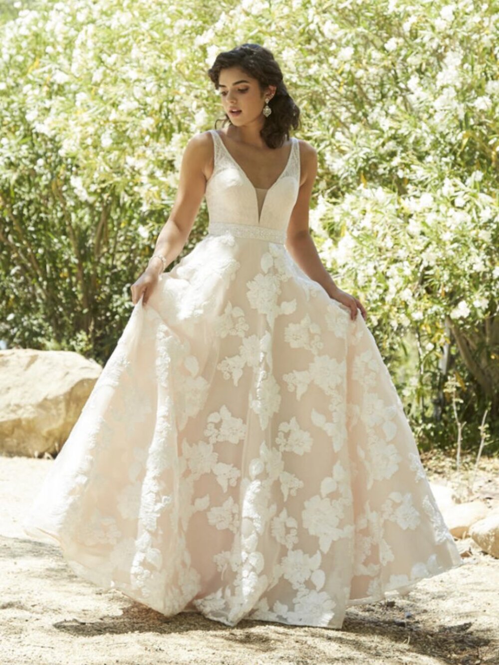 Jolene by Josh & Jaxx 18117 Floral Formal Gown in Ivory/Nude 6 NWT